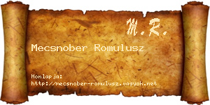 Mecsnober Romulusz névjegykártya